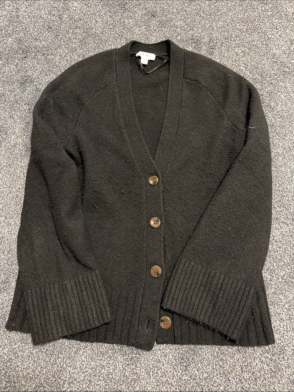 Women's Black Button-Front V-Neck Cardigan Sweater - Unbranded